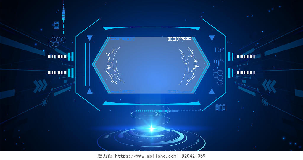 蓝色科技线条感科技边框海报背景